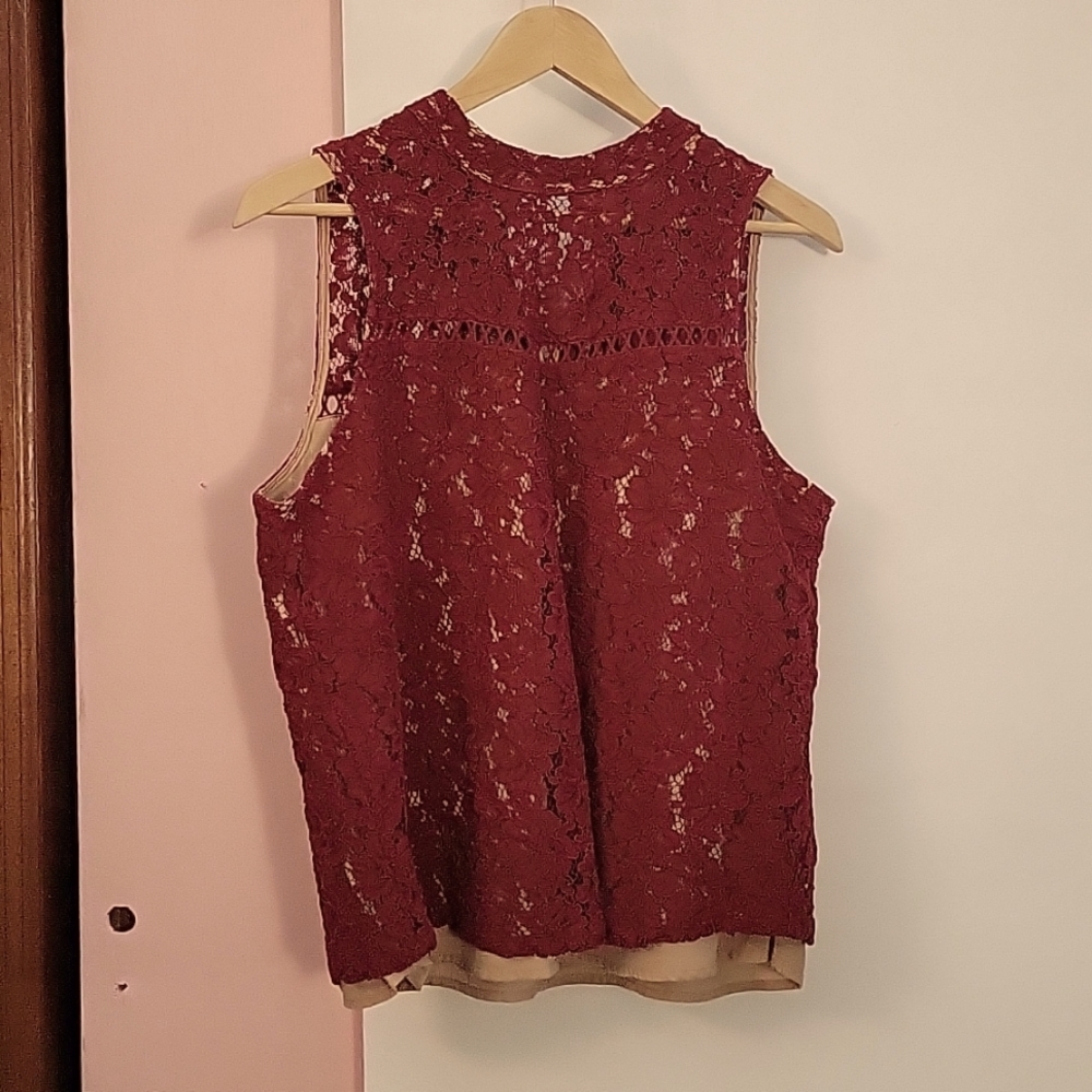 Carolina Belle Ruby lace overlay tank top